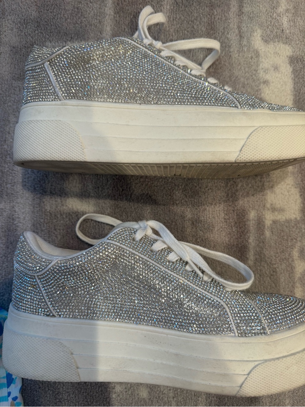 Jessica Simpson Silver Rhinestone Platform Sneakers size 6M